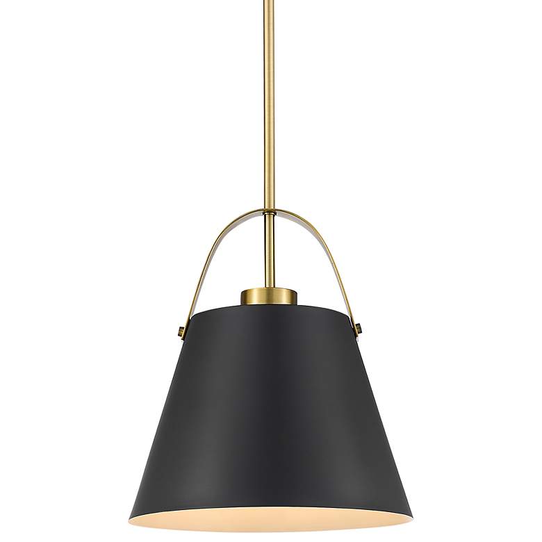 Image 1 Z-Lite Studio 12.5" Wide Matte Black and Heritage Brass Modern Pendant