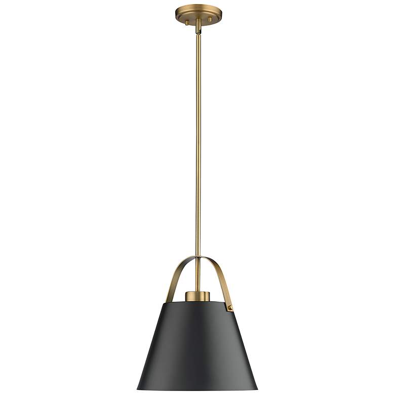 Image 4 Z-Lite Studio 12.5 inch Wide Matte Black and Heritage Brass Modern Pendant more views