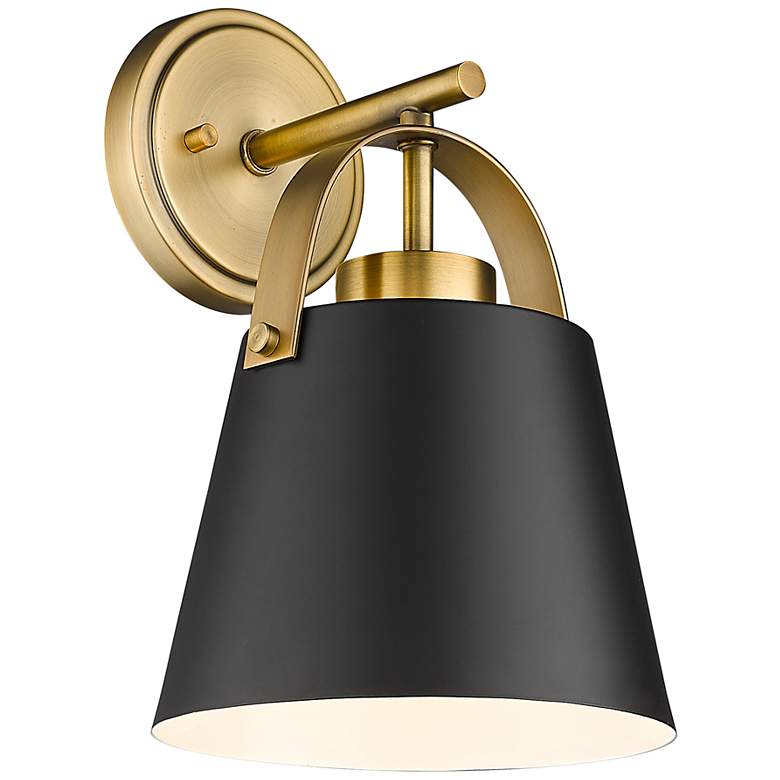 Image 3 Z-Lite Studio 12 3/4" High Modern Matte Black and Brass Wall Sconce
