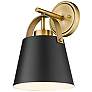 3_Z-Lite Studio 12 3/4" High Modern Matte Black and Brass Wall Sconce