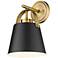 Z-Lite Studio 12 3/4" High Modern Matte Black and Brass Wall Sconce