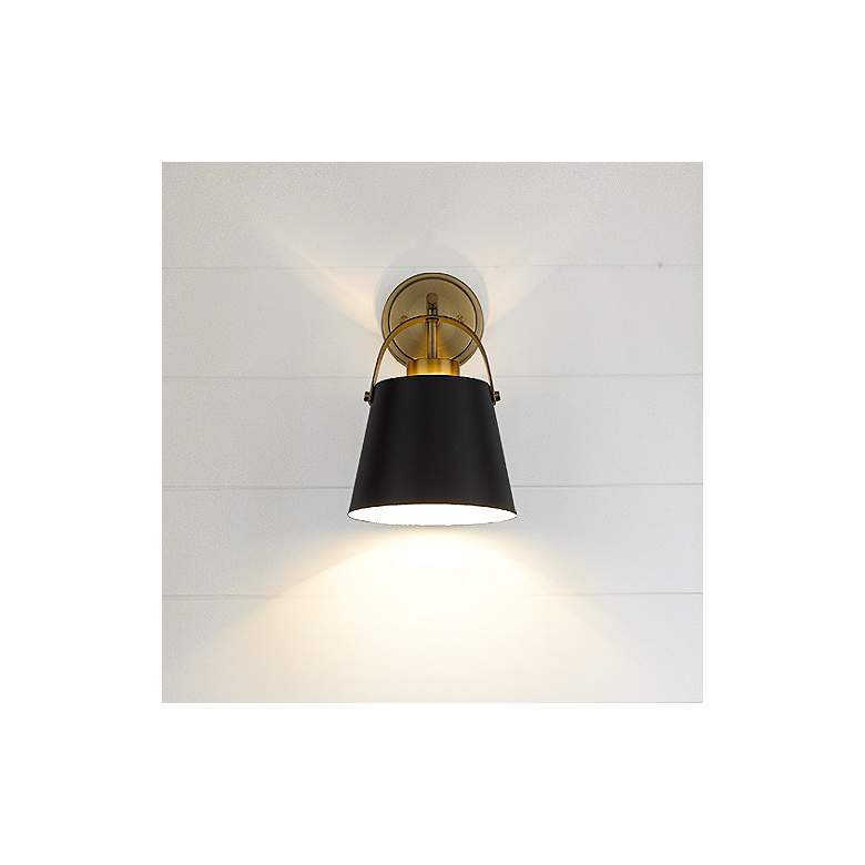 Image 2 Z-Lite Studio 12 3/4" High Modern Matte Black and Brass Wall Sconce