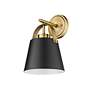 Z-Lite Studio 12 3/4" High Modern Matte Black and Brass Wall Sconce in scene