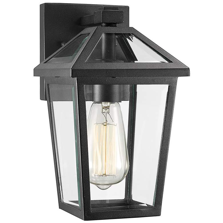 Image 1 Z-Lite Talbot 10.8" Black and Clear Glass Traditional Outdoor Light