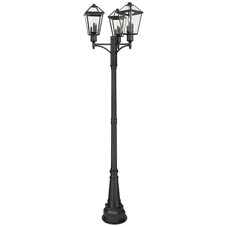 Image 1 Z-Lite Talbot 115"H Black 3-Head Outdoor Post Light w/ Base