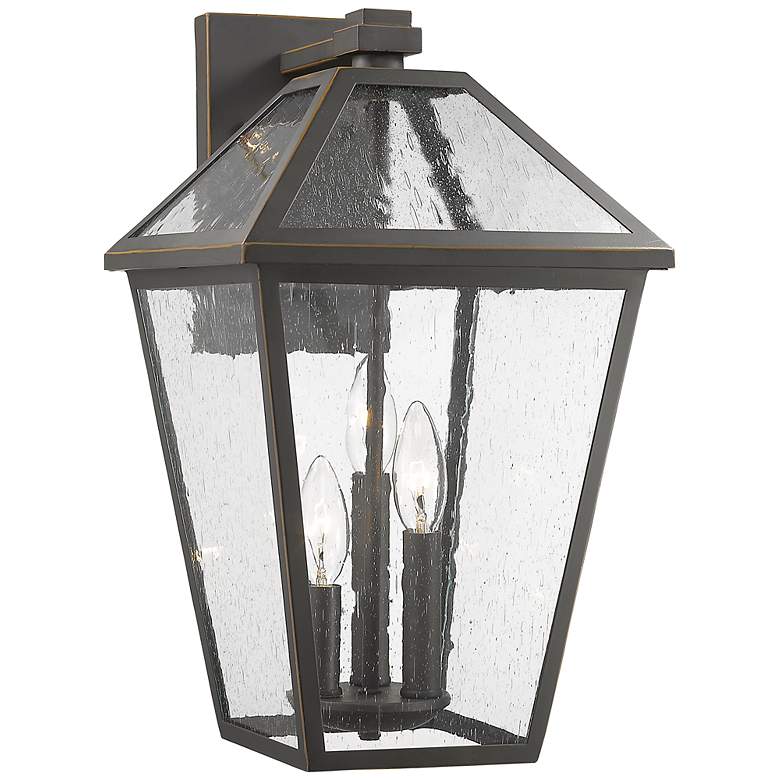 Image 1 Z-Lite Talbot 17.5" High Bronze and Seeded Glass 3-Light Outdoor Light