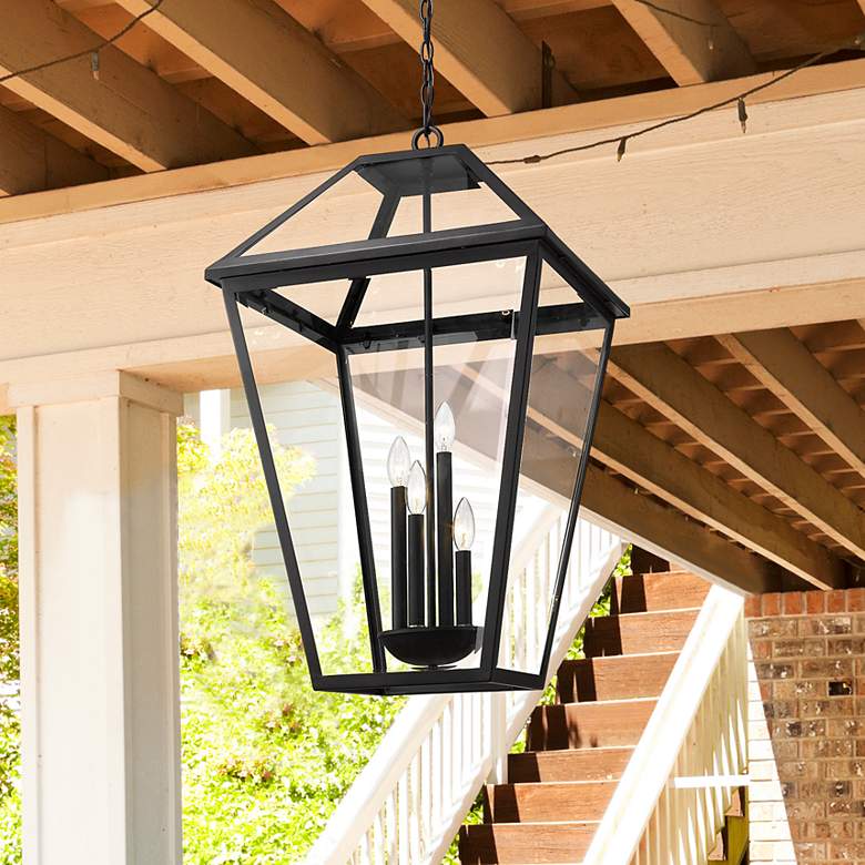 Image 1 Z-Lite Talbot 32 1/4"H Black 4-Light Outdoor Hanging Light