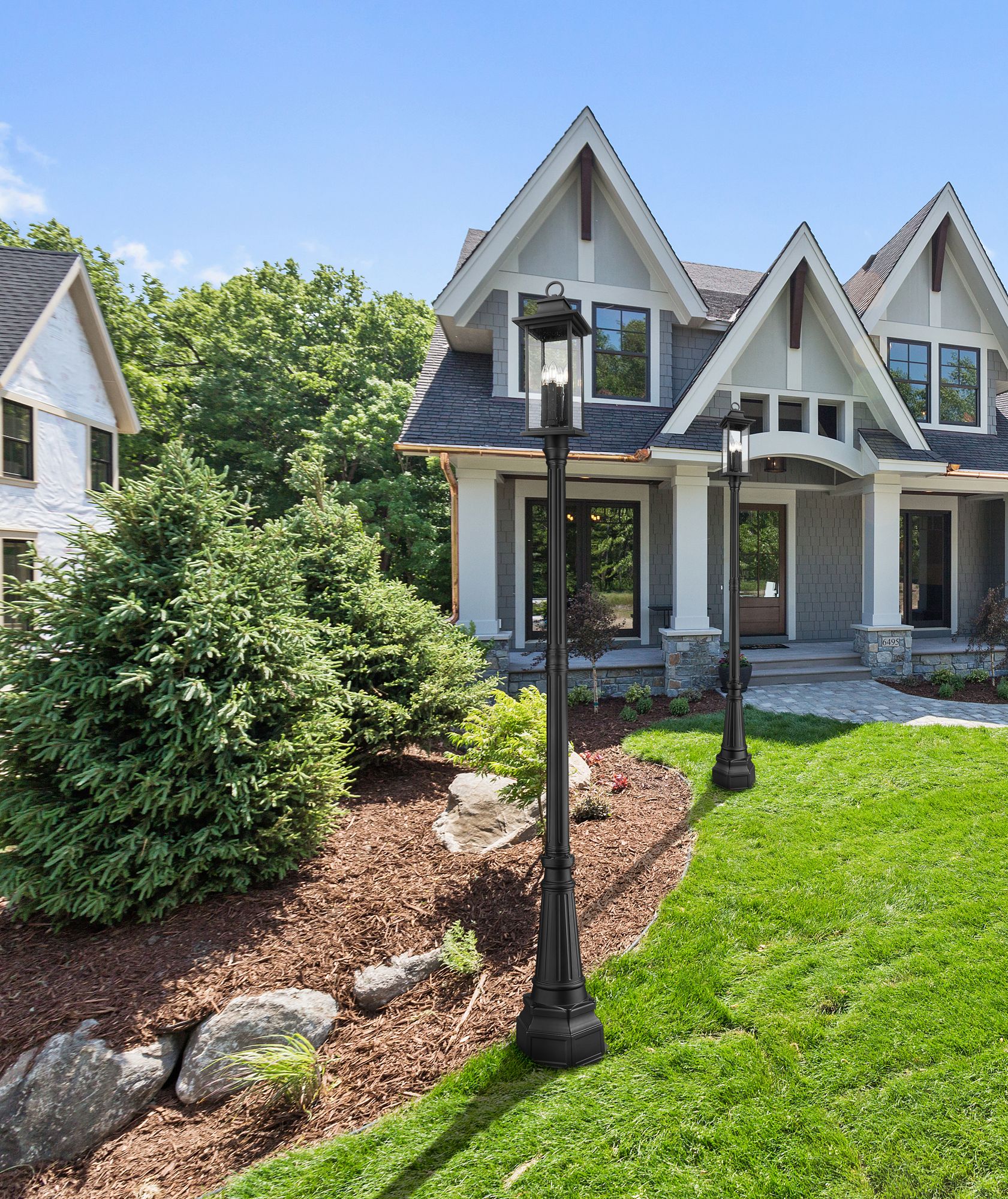 Image 2 Z-Lite Tiberius 107 1/4"H Black Outdoor Post Light with Base more views