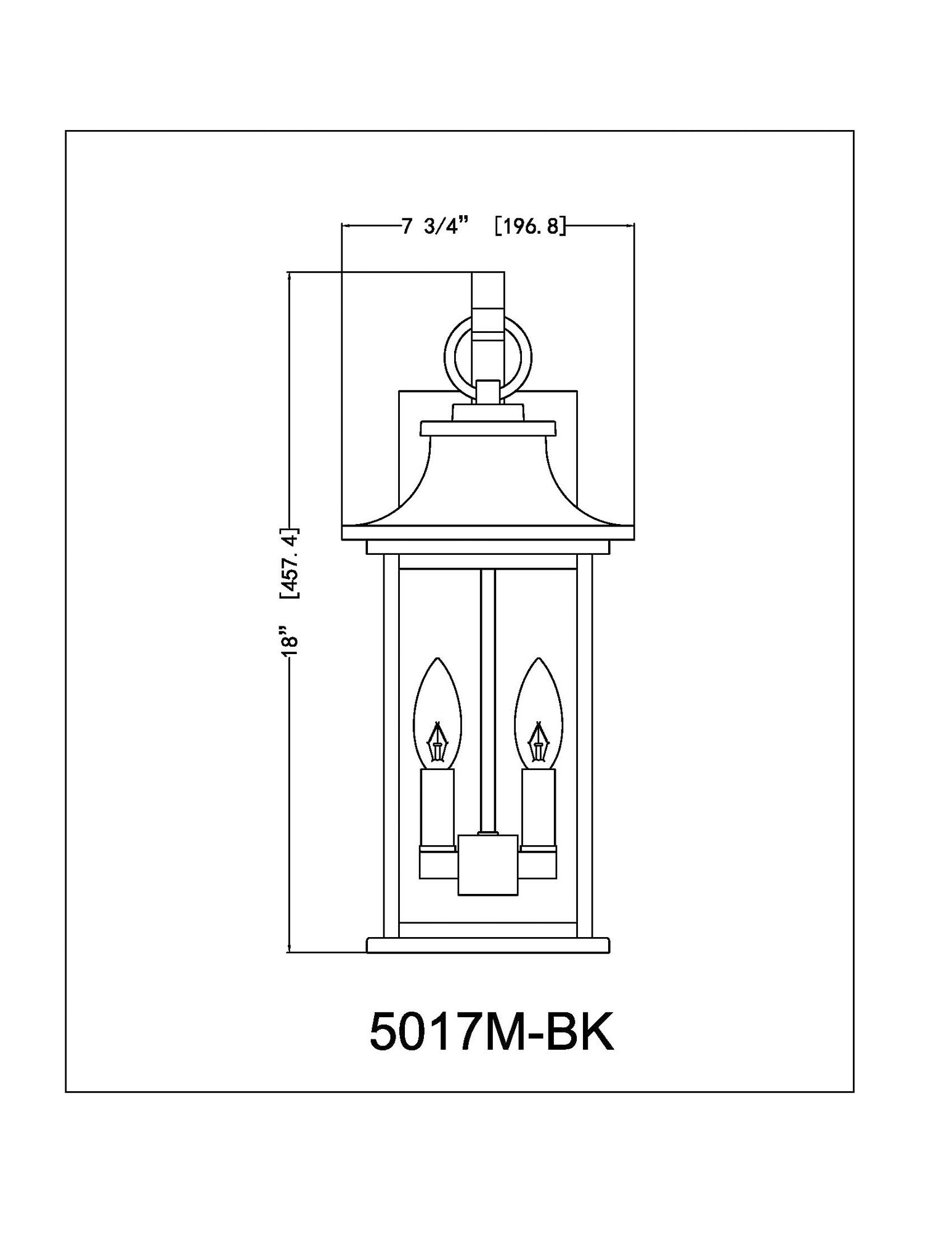 Z-Lite Tiberius 18" High Black 2-Light Outdoor Wall Light