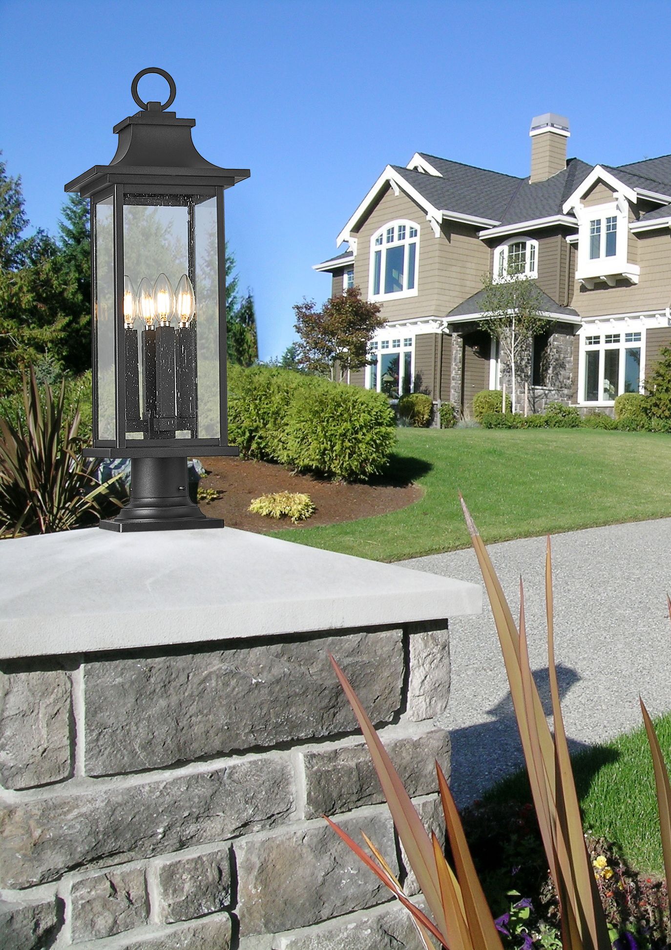 Image 3 Z-Lite Tiberius 27 1/4"H Black 4-Light Outdoor Pier Light more views