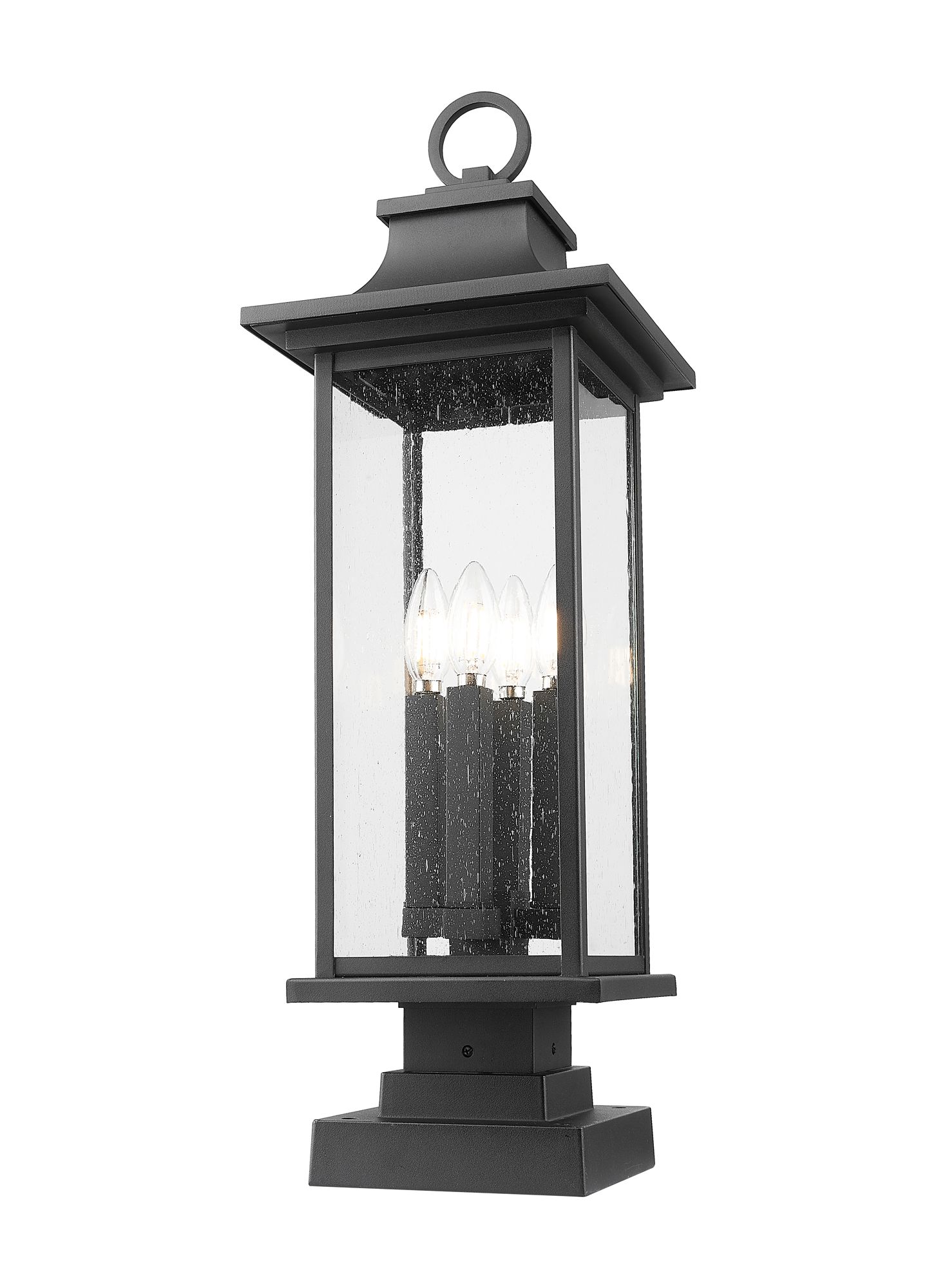 Image 4 Z-Lite Tiberius 27" High Black 4-Light Outdoor Pier Light more views