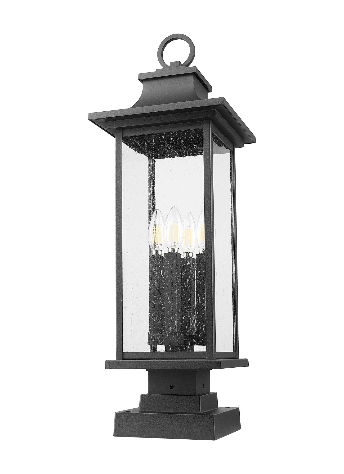 Image 7 Z-Lite Tiberius 27" High Black 4-Light Outdoor Pier Light more views
