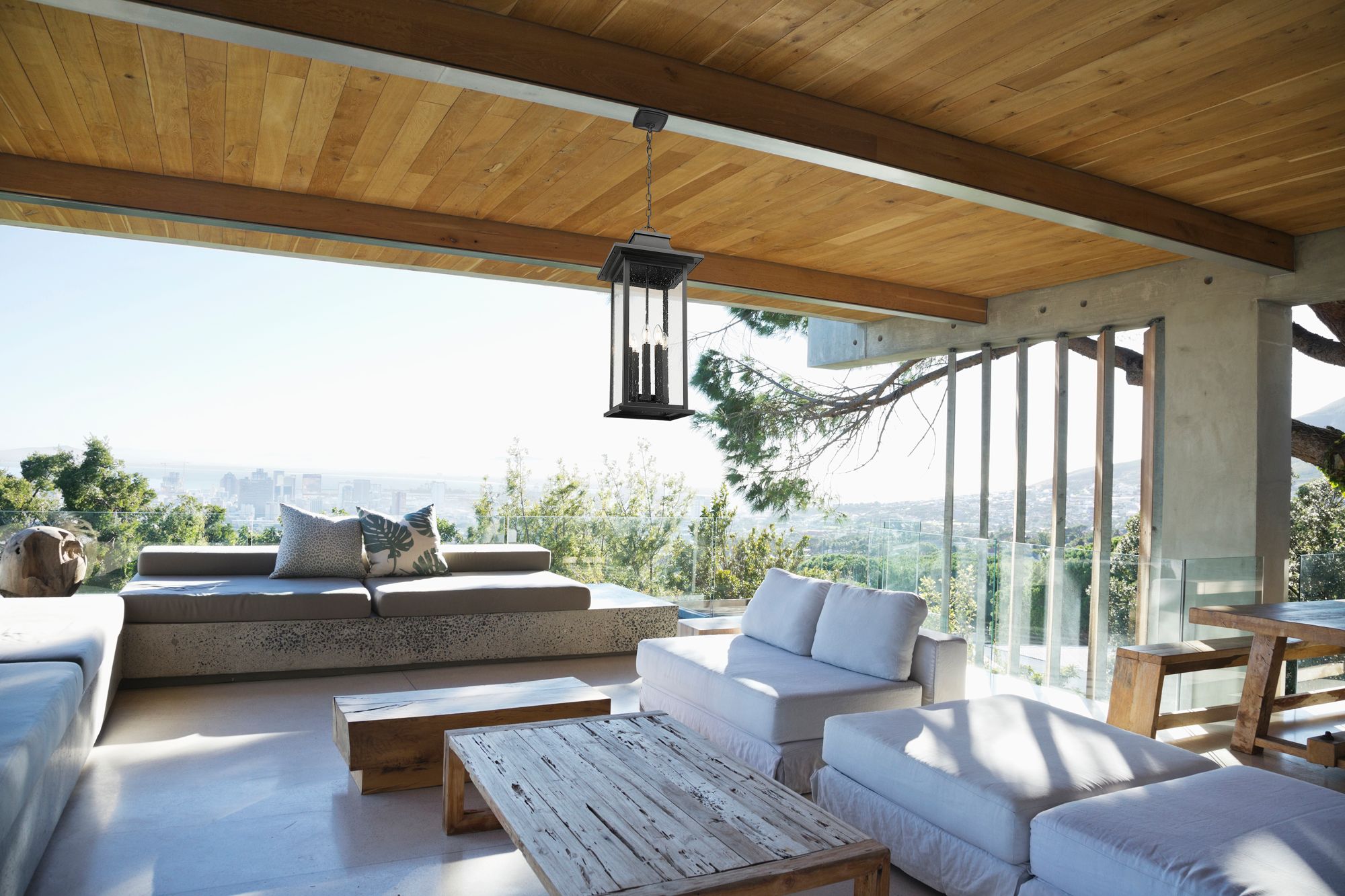 Image 2 Z-Lite Tiberius 31 1/2"H Black 6-Light Outdoor Hanging Light more views