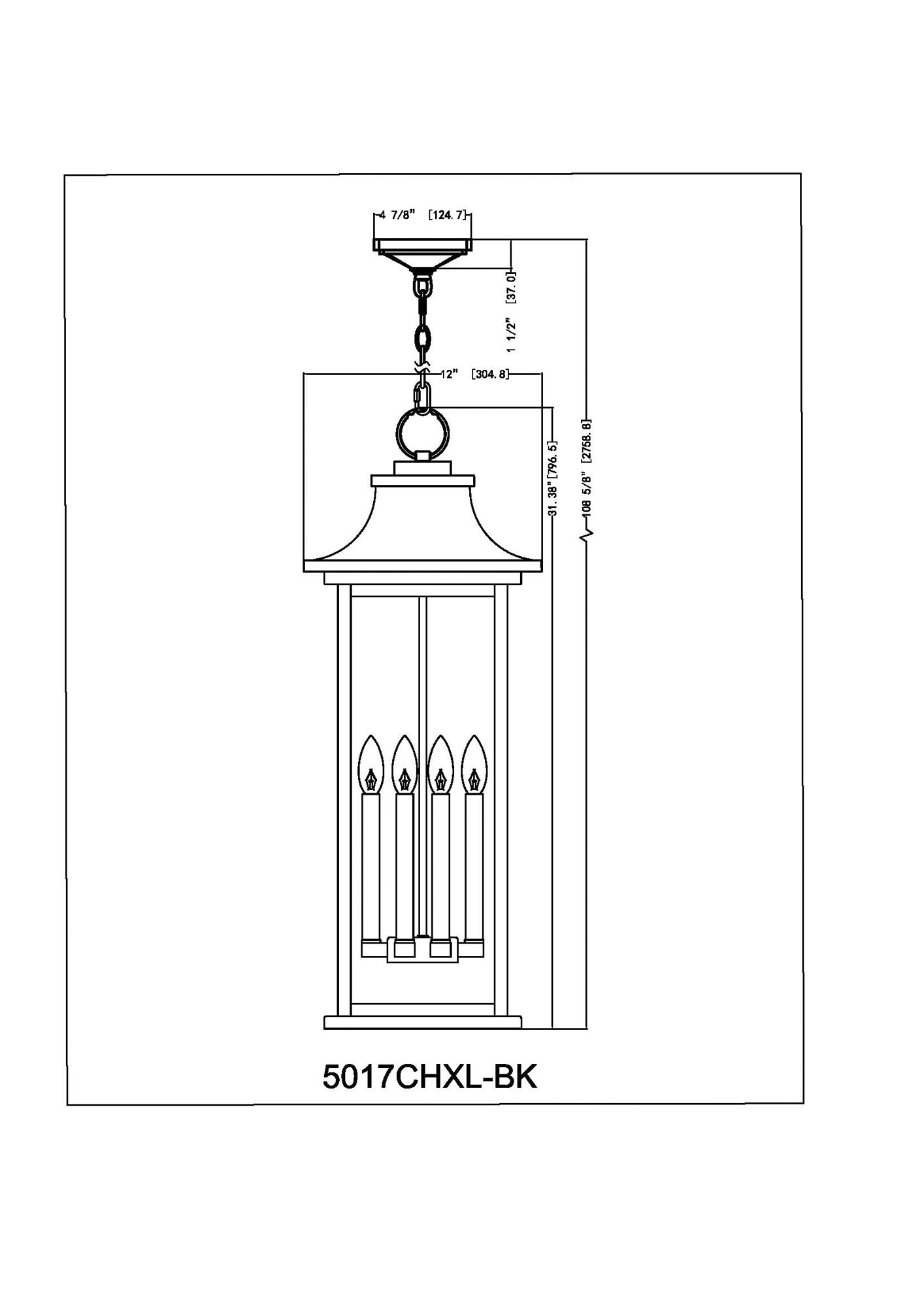 Z-Lite Tiberius 31 1/2"H Black 6-Light Outdoor Hanging Light