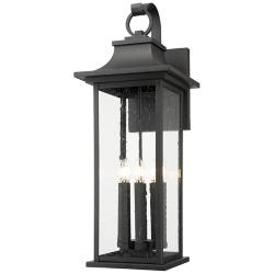 Z-Lite Tiberius 34" High Black 6-Light Outdoor Wall Light