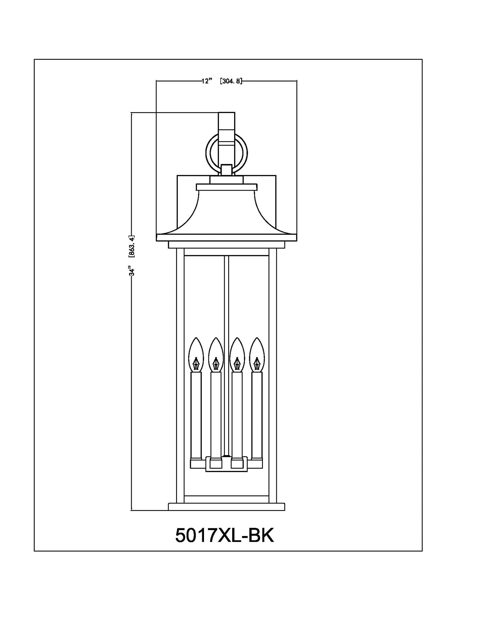 Z-Lite Tiberius 34" High Black 6-Light Outdoor Wall Light