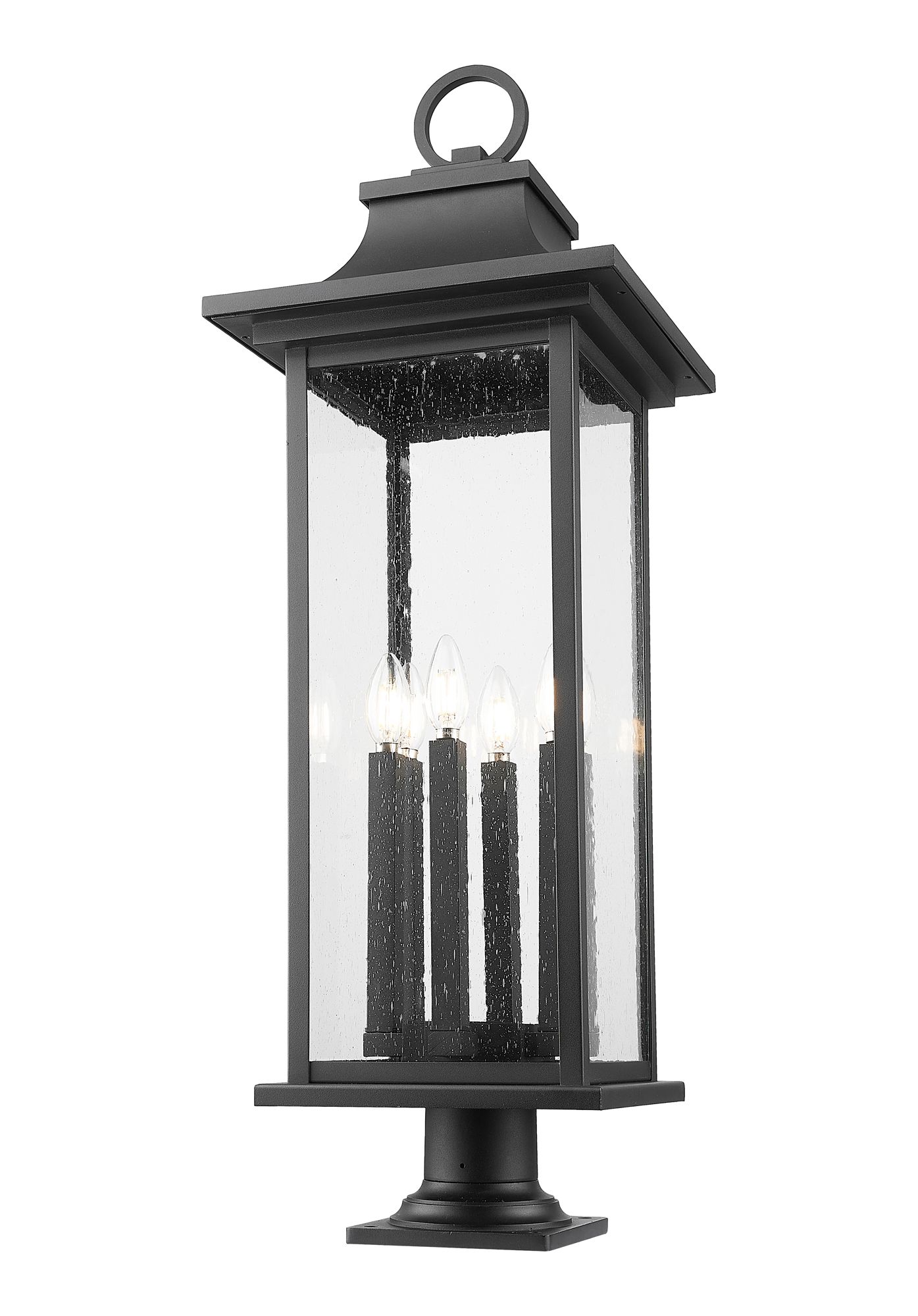 Image 4 Z-Lite Tiberius 36 3/4"H Black 6-Light Outdoor Pier Light more views