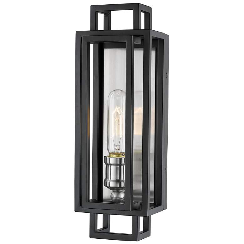 Image 1 Z-Lite Titania 1 Light Wall Sconce in Black + Brushed Nickel