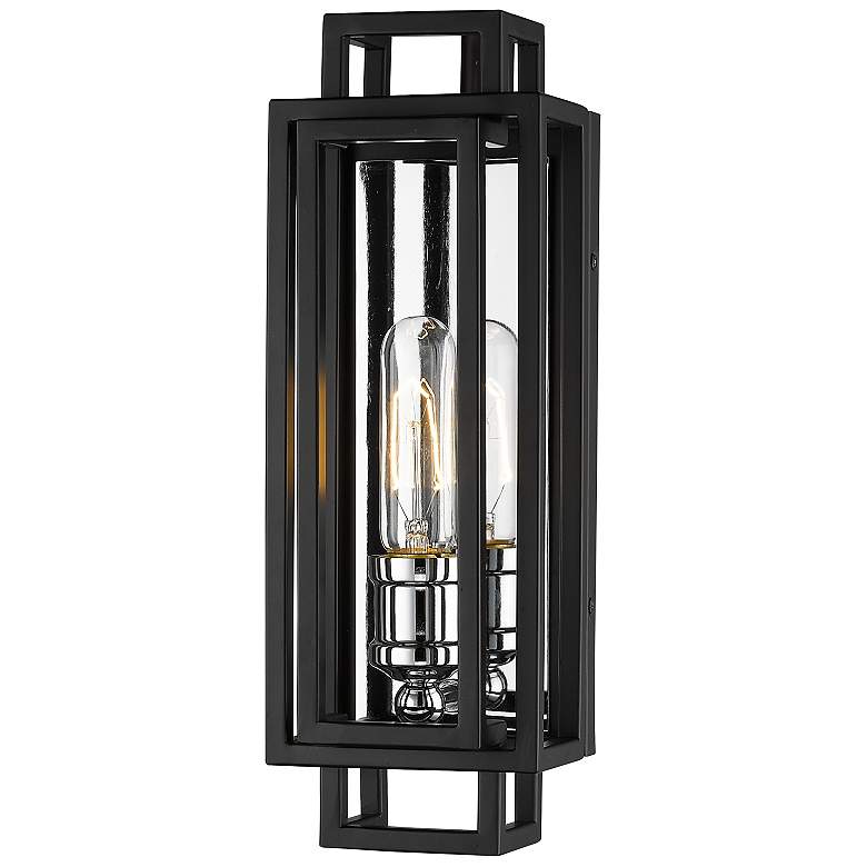 Image 2 Z-Lite Titania 1 Light Wall Sconce in Black + Chrome