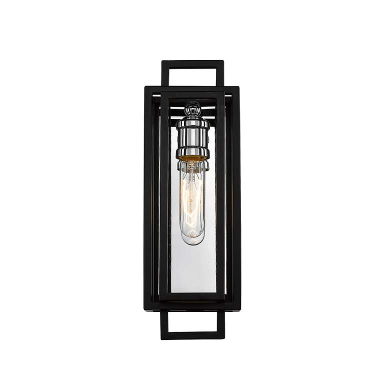 Image 5 Z-Lite Titania 1 Light Wall Sconce in Black + Chrome more views