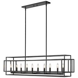 Z-Lite Titania 13" Wide Matte Black 10-Light Linear Pendant