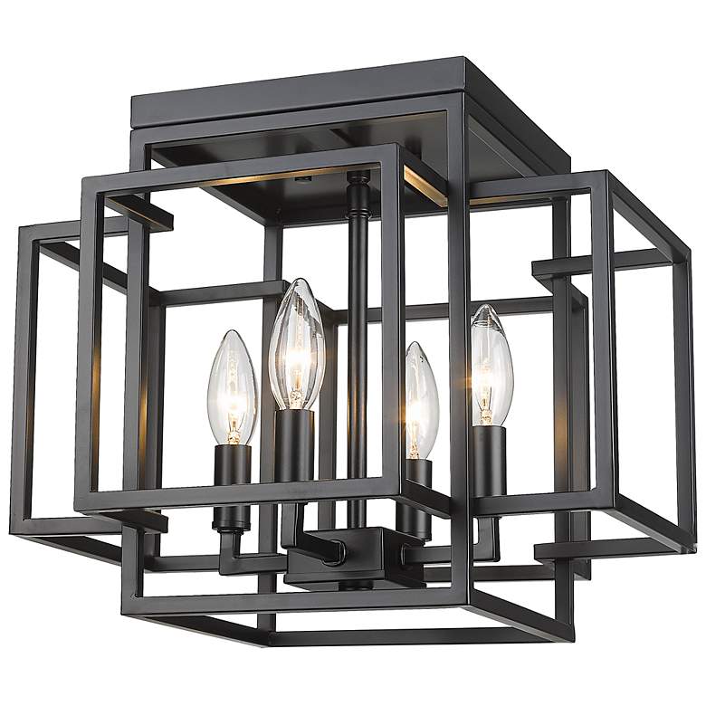 Image 3 Z-Lite Titania 14" Matte Black 4-Light Geometric Cube Ceiling Light