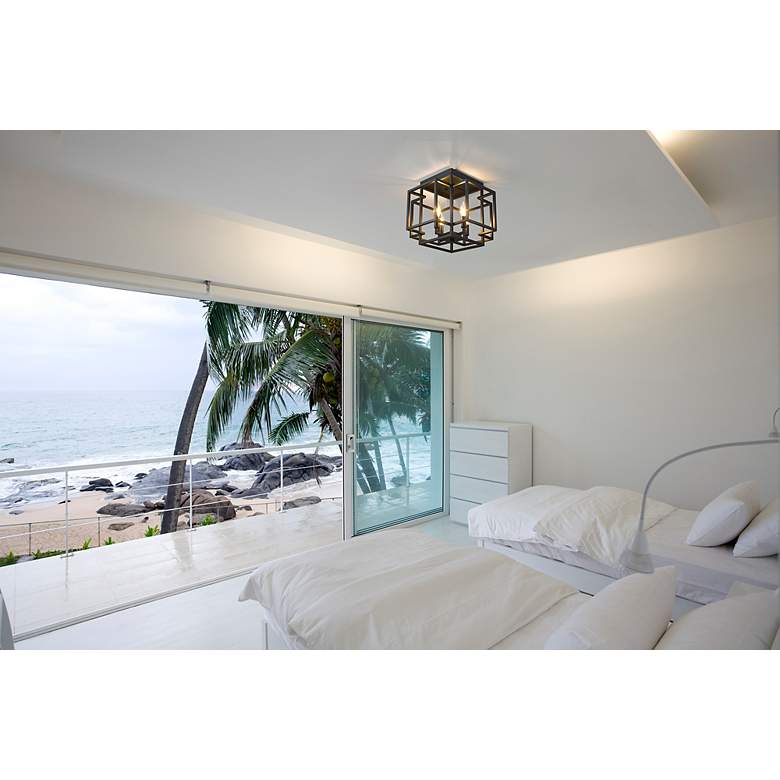 Image 4 Z-Lite Titania 14" Matte Black 4-Light Geometric Cube Ceiling Light more views