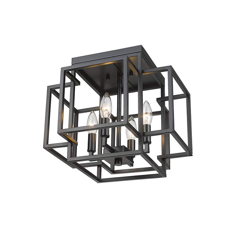 Image 7 Z-Lite Titania 14" Matte Black 4-Light Geometric Cube Ceiling Light more views