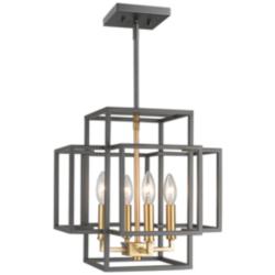 Z-Lite Titania 14" Wide Bronze and Brass 4-Light Cube Pendant
