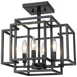 Z-Lite Titania 14" Wide Matte Black 4-Light Ceiling Light