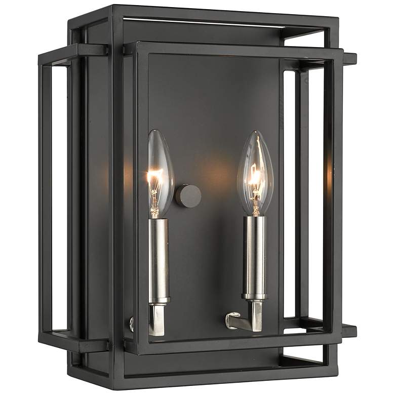 Image 1 Z-Lite Titania 2 Light Wall Sconce in Black + Brushed Nickel
