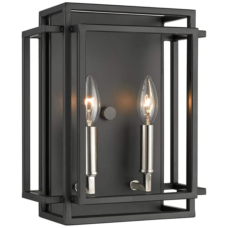 Image 1 Z-Lite Titania 2 Light Wall Sconce in Black + Brushed Nickel
