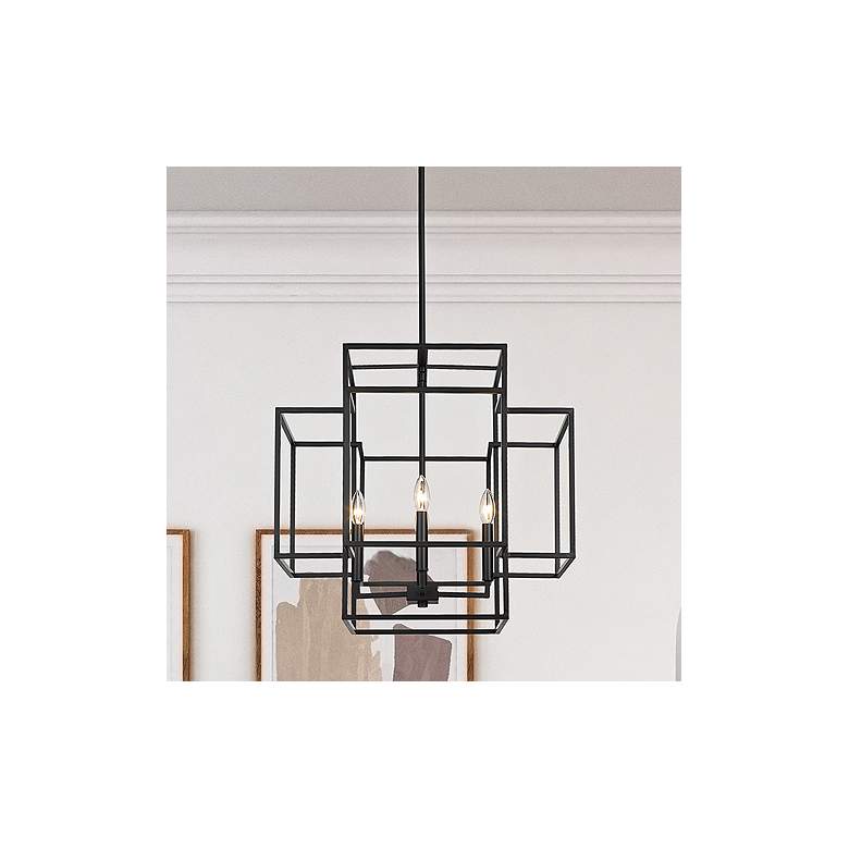 Image 1 Z-Lite Titania 22" Wide 4-Light Matte Black Geometric Chandelier
