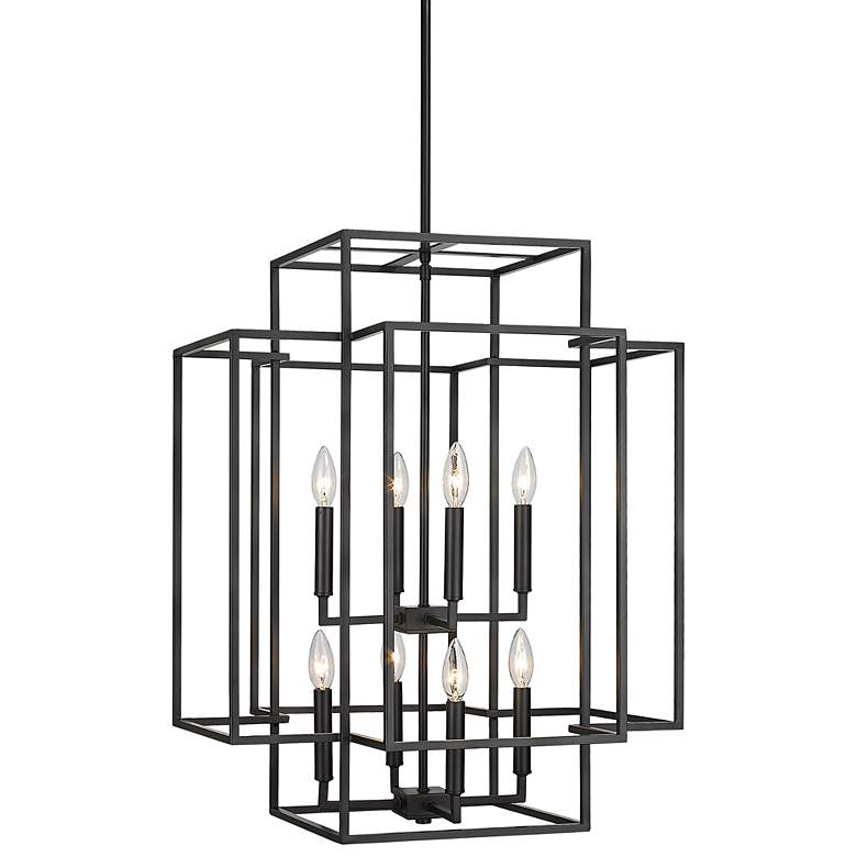 Image 3 Z-Lite Titania 22" Wide Matte Black Metal 8-Light 2-Tier Pendant