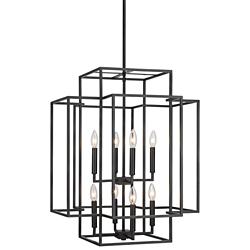 Z-Lite Titania 22" Wide Matte Black Metal 8-Light 2-Tier Pendant