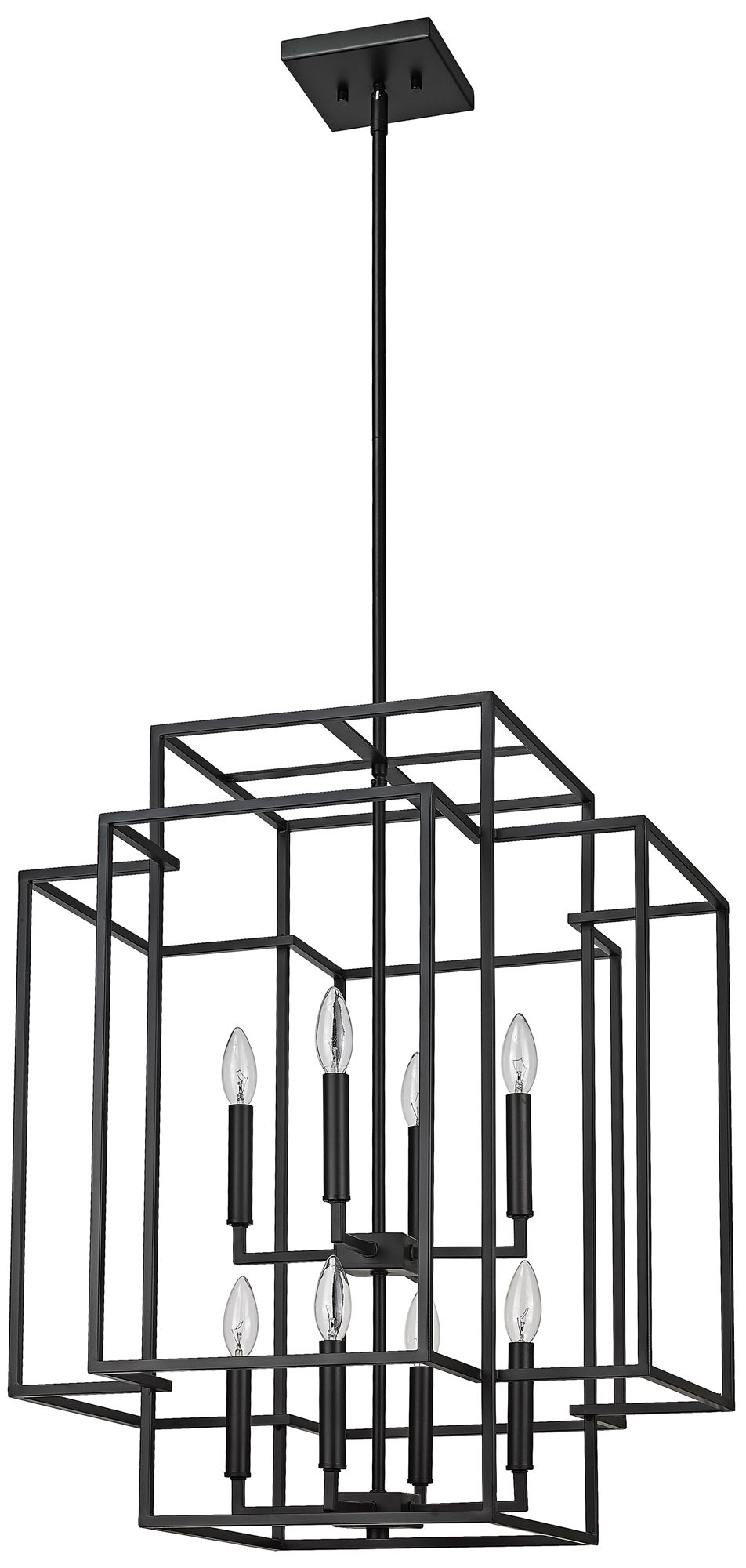 Z-Lite Titania 22" Wide Matte Black Metal 8-Light 2-Tier Pendant in scene