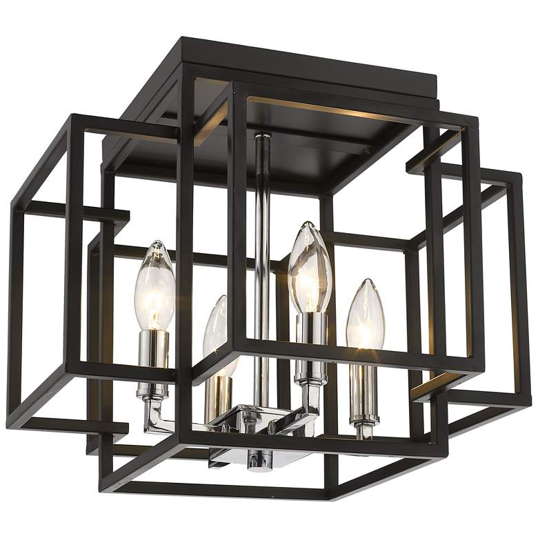 Image 1 Z-Lite Titania 4 Light Flush Mount in Black + Chrome