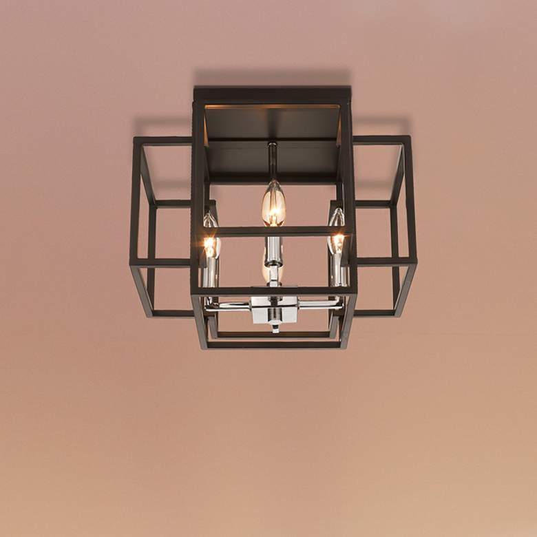 Image 1 Z-Lite Titania 4 Light Flush Mount in Black + Chrome