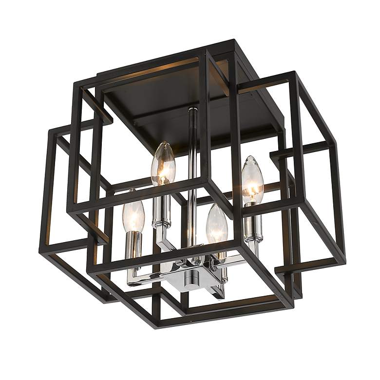 Image 6 Z-Lite Titania 4 Light Flush Mount in Black + Chrome more views