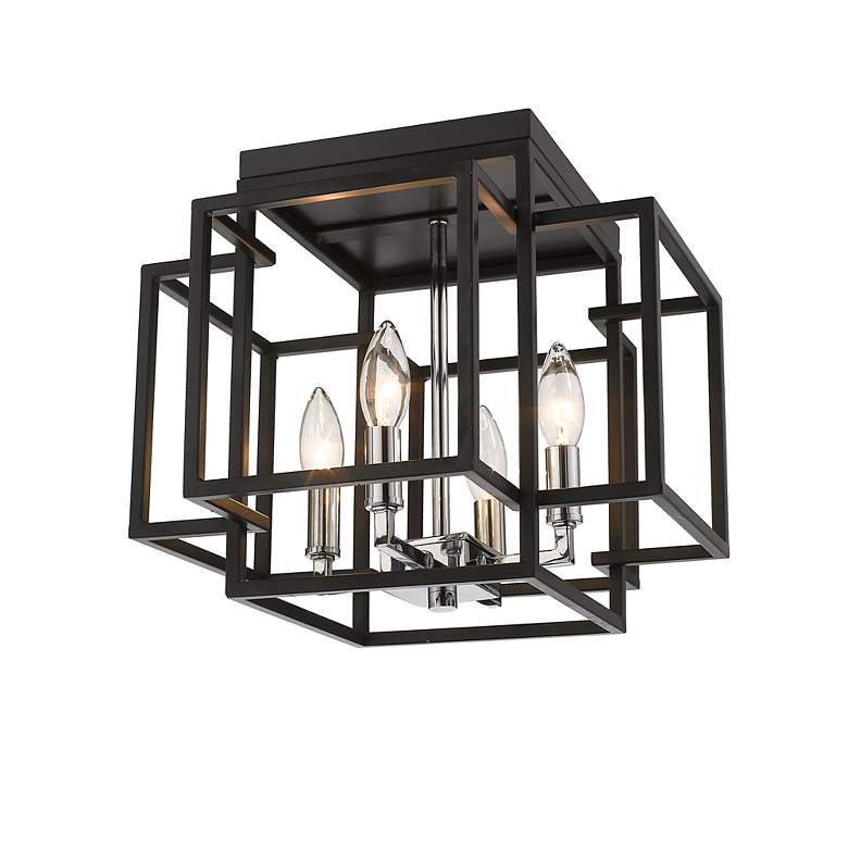 Image 7 Z-Lite Titania 4 Light Flush Mount in Black + Chrome more views