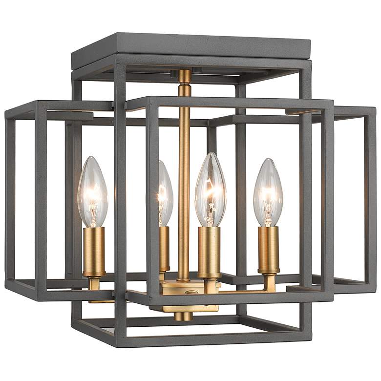 Image 1 Z-Lite Titania 4 Light Flush Mount in Bronze + Olde Brass