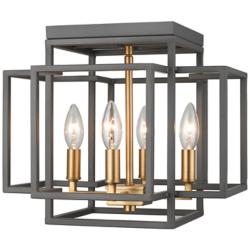 Z-Lite Titania 4 Light Flush Mount in Bronze + Olde Brass