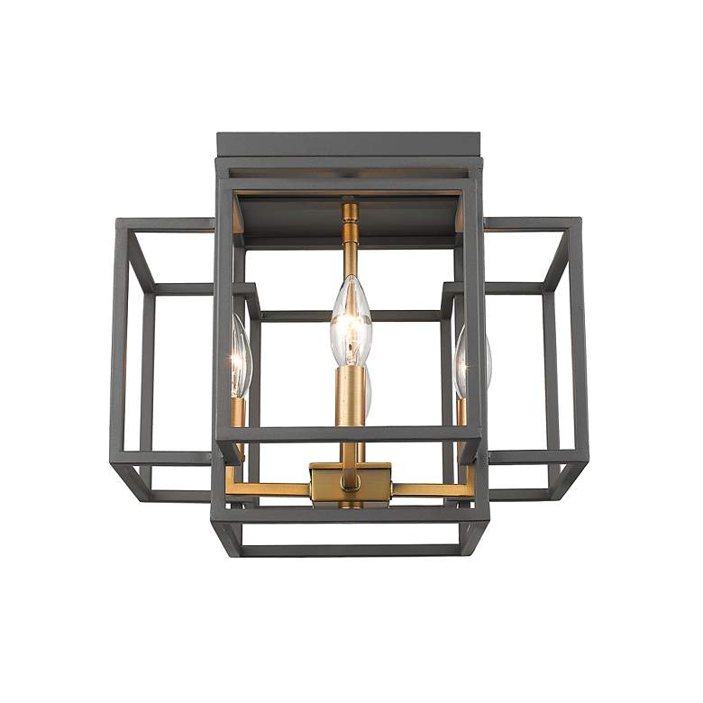 Image 3 Z-Lite Titania 4 Light Flush Mount in Bronze + Olde Brass more views