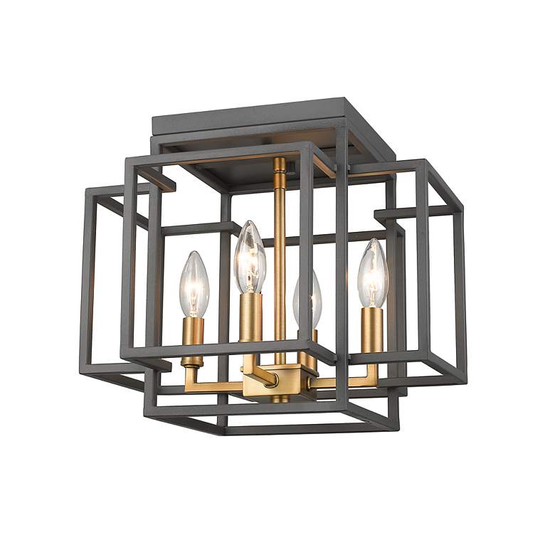 Image 4 Z-Lite Titania 4 Light Flush Mount in Bronze + Olde Brass more views