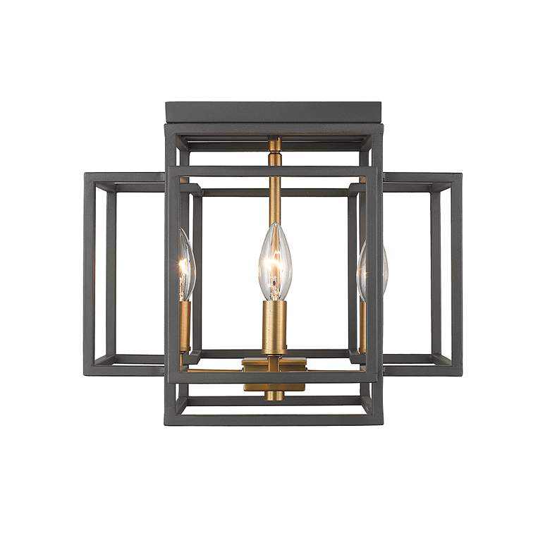 Image 6 Z-Lite Titania 4 Light Flush Mount in Bronze + Olde Brass more views