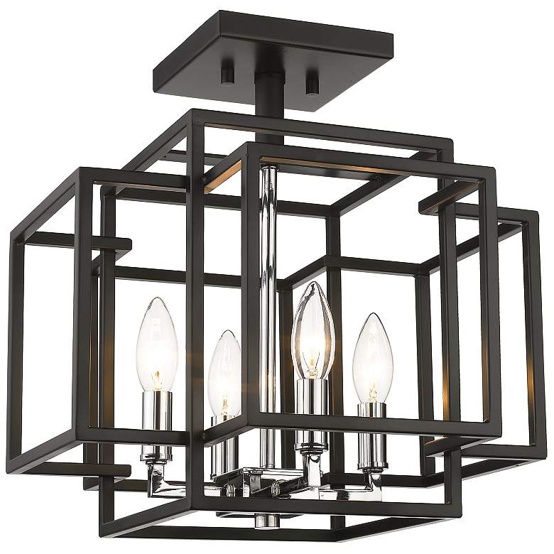 Image 1 Z-Lite Titania 4 Light Semi Flush Mount in Black + Chrome