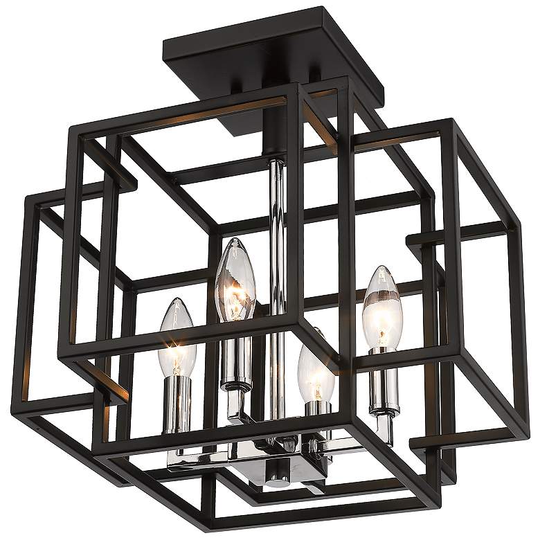 Image 5 Z-Lite Titania 4 Light Semi Flush Mount in Black + Chrome more views
