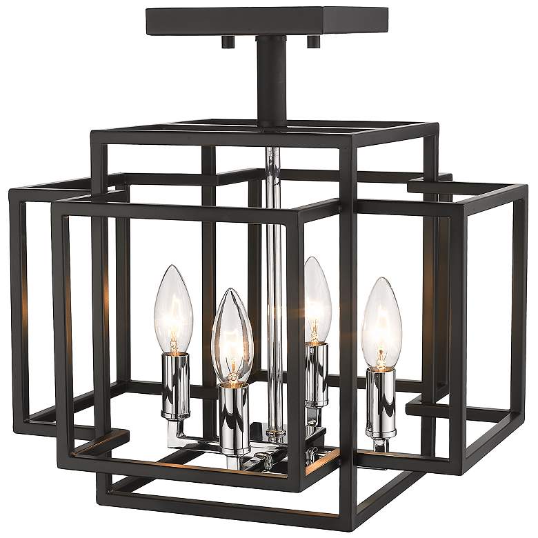 Image 6 Z-Lite Titania 4 Light Semi Flush Mount in Black + Chrome more views