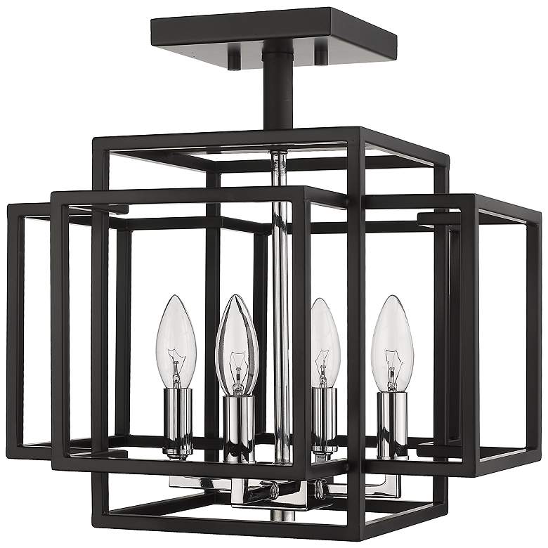 Image 7 Z-Lite Titania 4 Light Semi Flush Mount in Black + Chrome more views