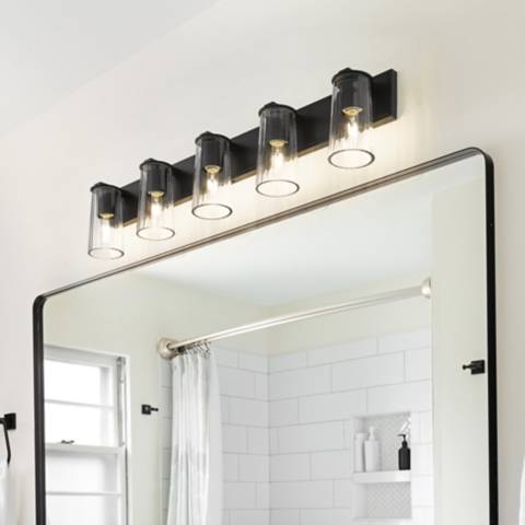 Z-Lite Titus 40" Wide Matte Black 5-Light Vanity Bath Light - #8797G ...